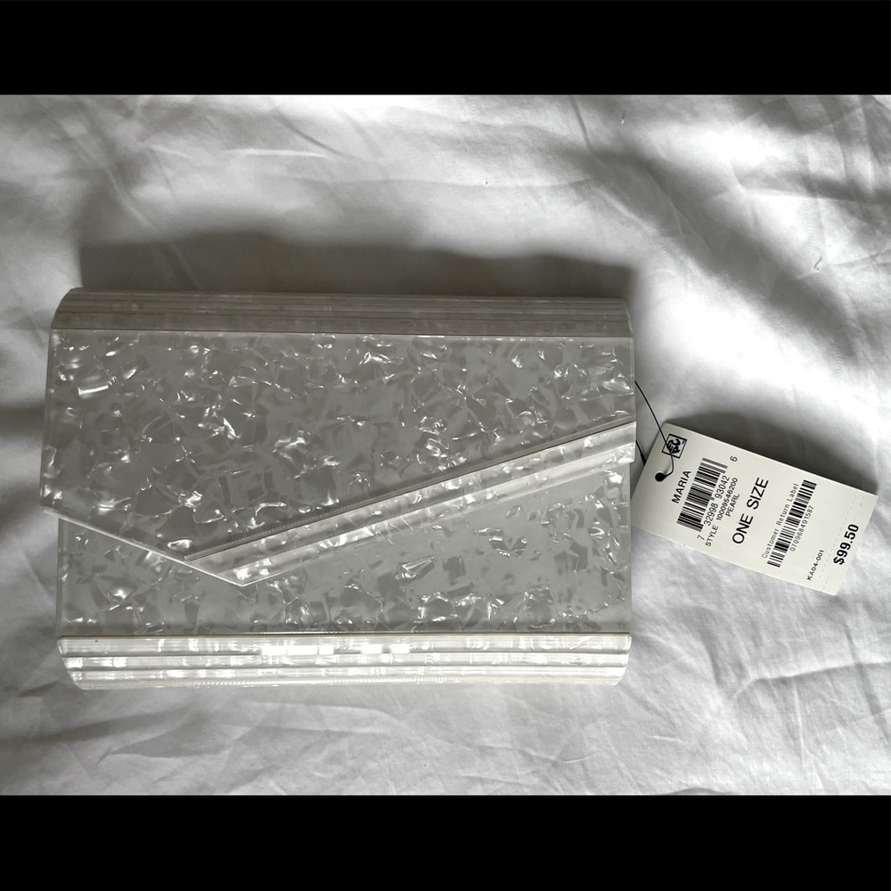 I.N.C. White Marble Clutch